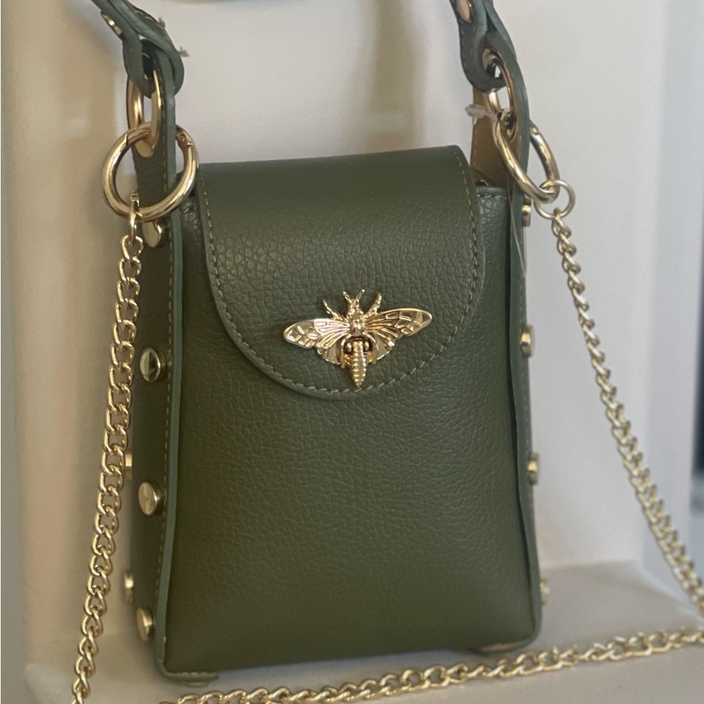 Purse leather &, BEE golden hardware